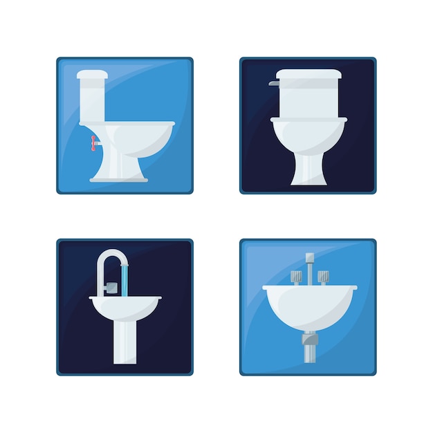 Flat set icon bathroom design