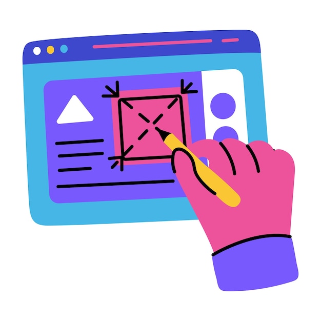 A flat style illustration showing a digital move tool