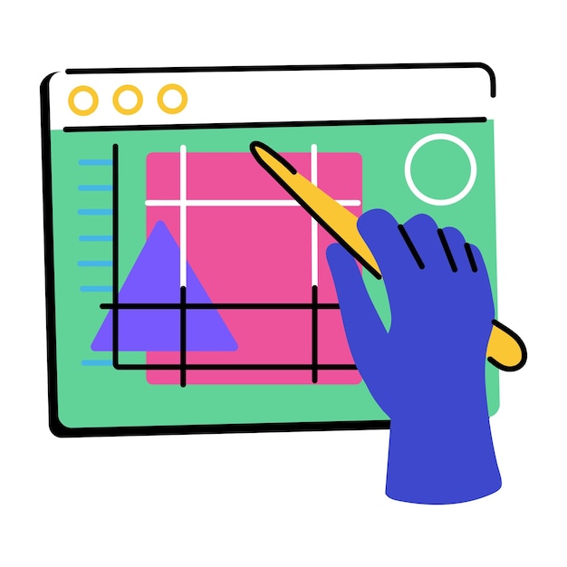 A flat style illustration showing website designing
