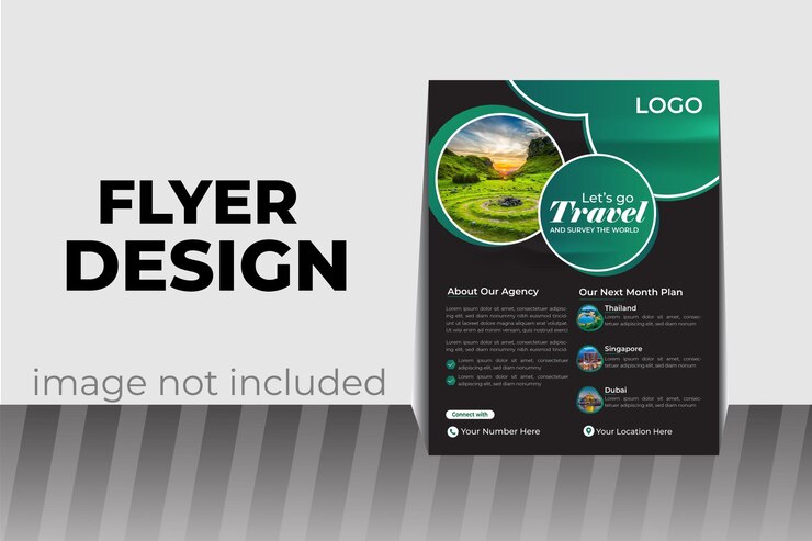 un flayer para el diseño de viajes y el marketing de la compañía de viajes