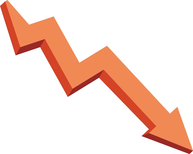 Flecha hacia abajo Gráfico hacia abajo Reduce el gráfico de caída 3D