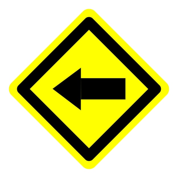 flecha amarilla a la izquierda advertencia de tráfico en la carretera señal de precaución icono de dirección