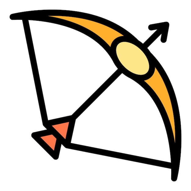 Flecha arco icono contorno vector Tiro con arco arma Tiro con arco deporte color plano