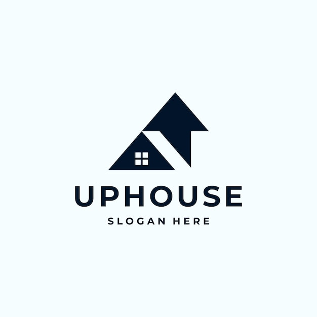 Flecha hacia arriba con House Home Logo Design Inspiration