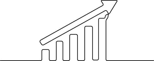 La flecha ascendente y la tabla que indican el crecimiento y el éxito