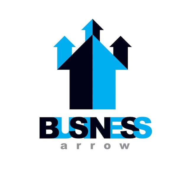 Flecha ascendente vectorial. Concepto de aumento de la empresa. Logotipo abstracto empresarial aislado sobre fondo blanco.