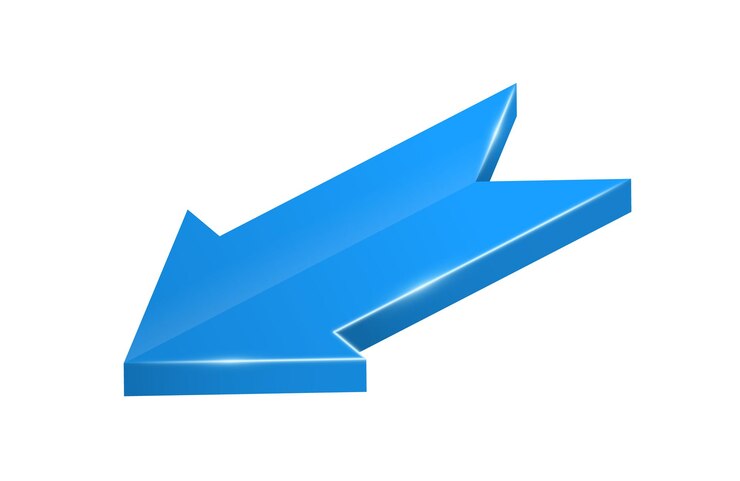 Vector flecha azul 3d flecha realista objeto infográfico retorcido un signo de puntero