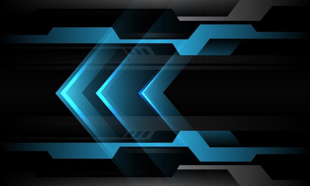 Flecha azul abstracta dirección gris metálico cyber negro tecnología futura vector de fondo moderno