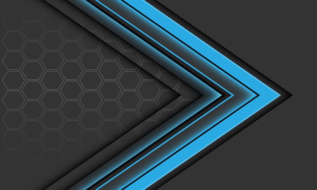 Flecha azul abstracta sombra negra malla hexagonal geométrica gris fondo futurista de lujo moderno