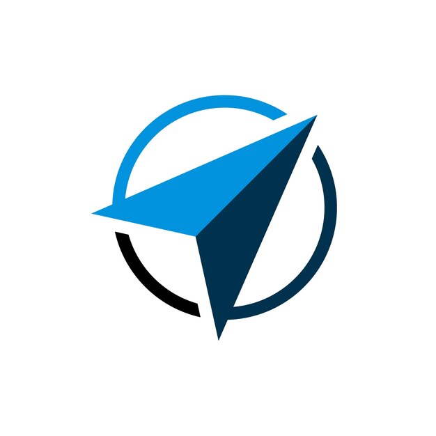 Flecha azul Navegar Brújula Logotipo Plantilla Ilustración Diseño Vector EPS 10