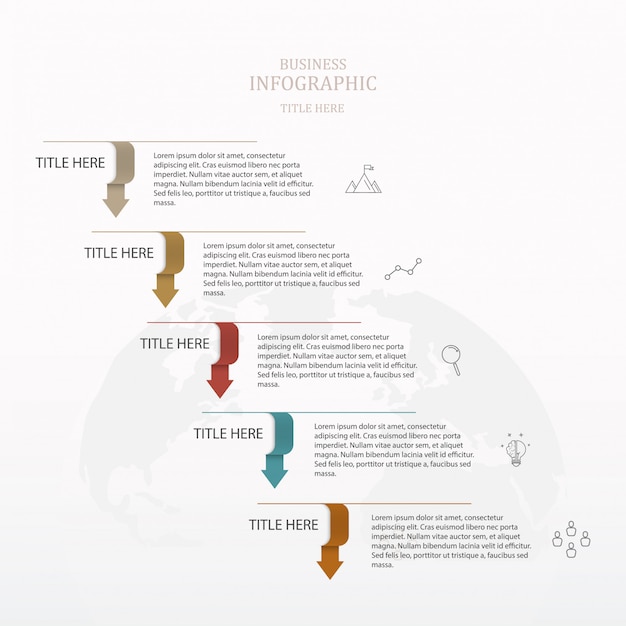 Flecha básica de 5 pasos del gráfico de infografía.