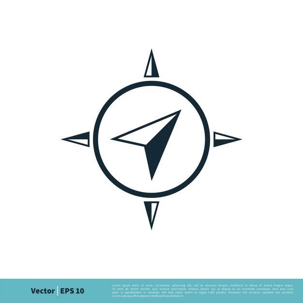 Flecha Brújula Navegador Icono Vector Logo Plantilla Ilustración Diseño Vector EPS 10