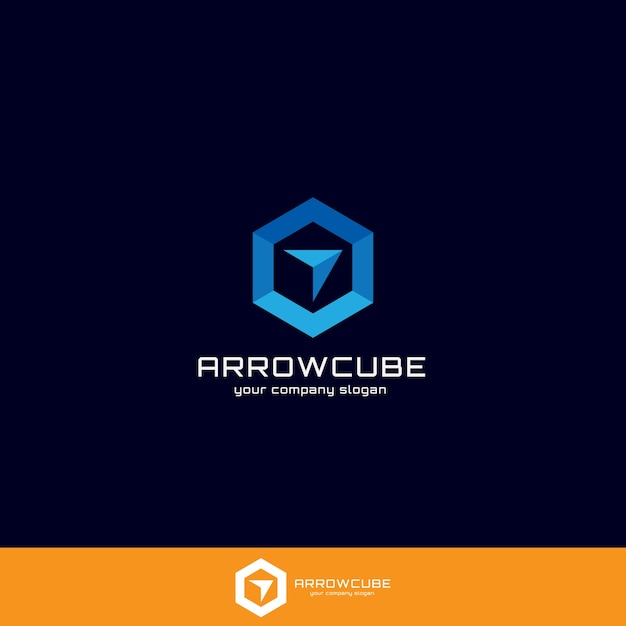 Flecha y caja o cubo Concepto de logotipo para aplicaciones generales, web, negocios, logística o servicios.