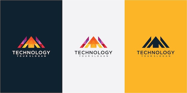 Flecha colorida hacia arriba el concepto de diseño de logotipo. inspiración de diseño de logotipo geométrico
