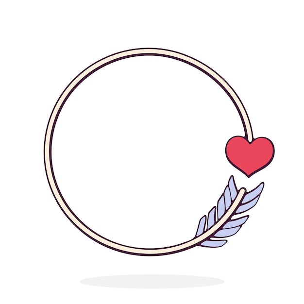 Flecha de cupido curvada por un círculo con punta en forma de corazón símbolo del día de san valentín ilustración vectorial