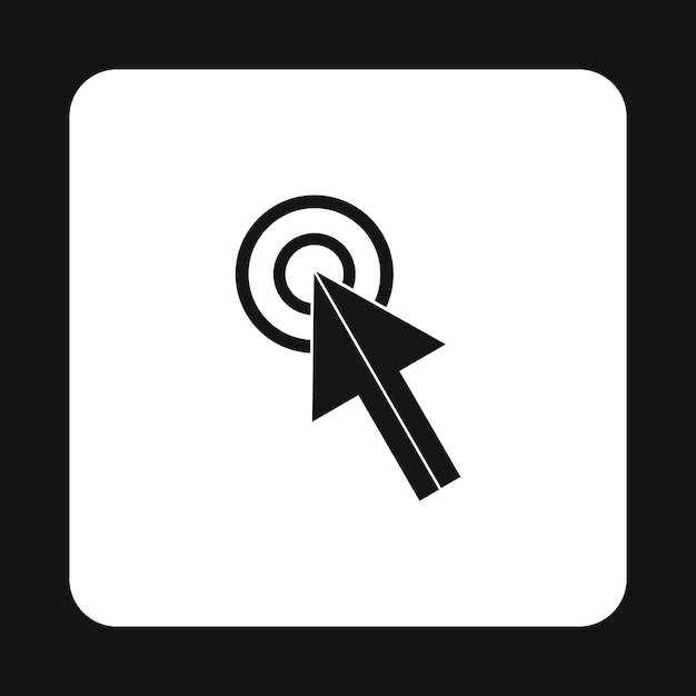 La flecha del cursor hace clic en el icono en estilo simple aislado en fondo blanco Símbolo de computadora e internet