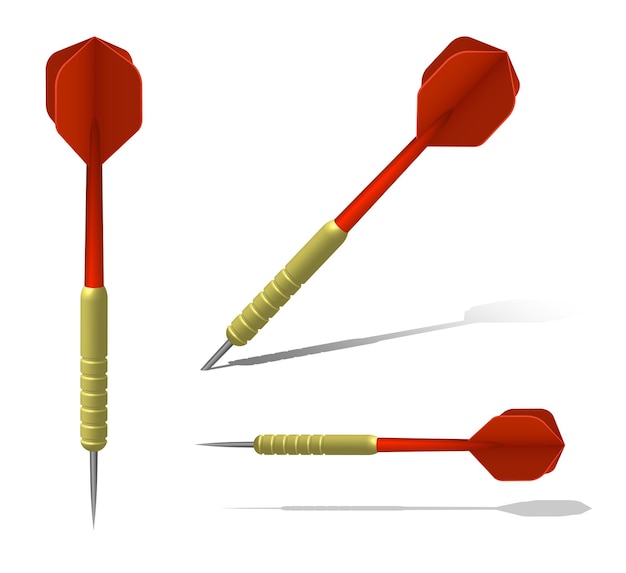 flecha de dardos roja en estilo realista Equipo para competiciones deportivas de dartos Vector