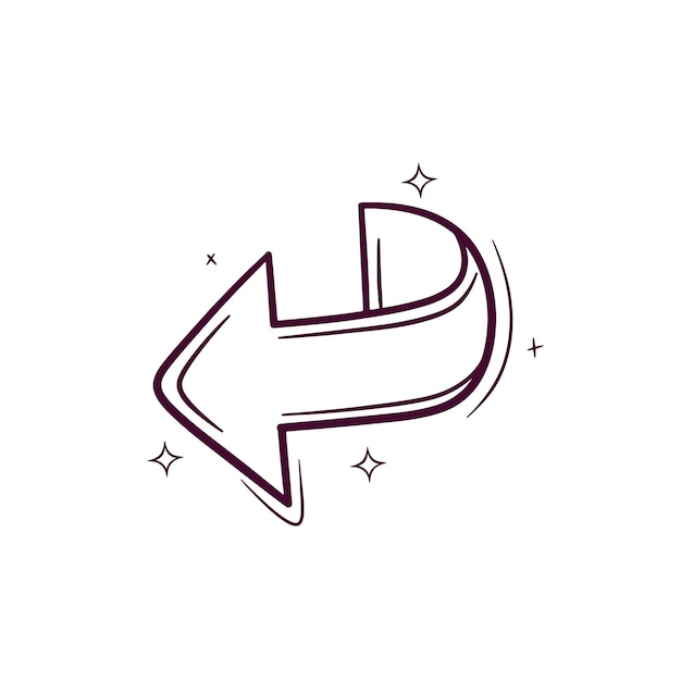 Flecha dibujada a mano girar a la izquierda Doodle Vector Sketch Ilustración