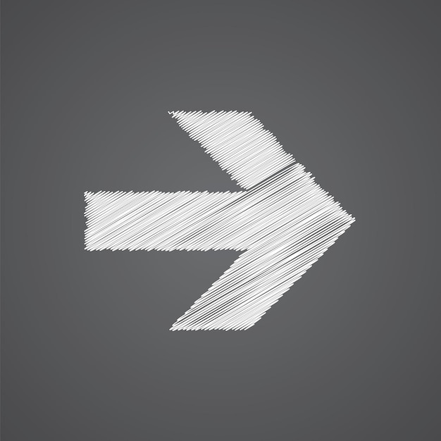 Flecha dibujo logo doodle icono aislado sobre fondo oscuro