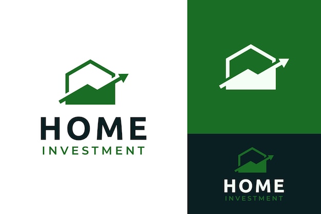 Flecha estadística Crecimiento Progreso Gráfico de éxito Financiero para casa simple Inversión en bienes raíces Negocio Logotipo Diseño de marca plantilla