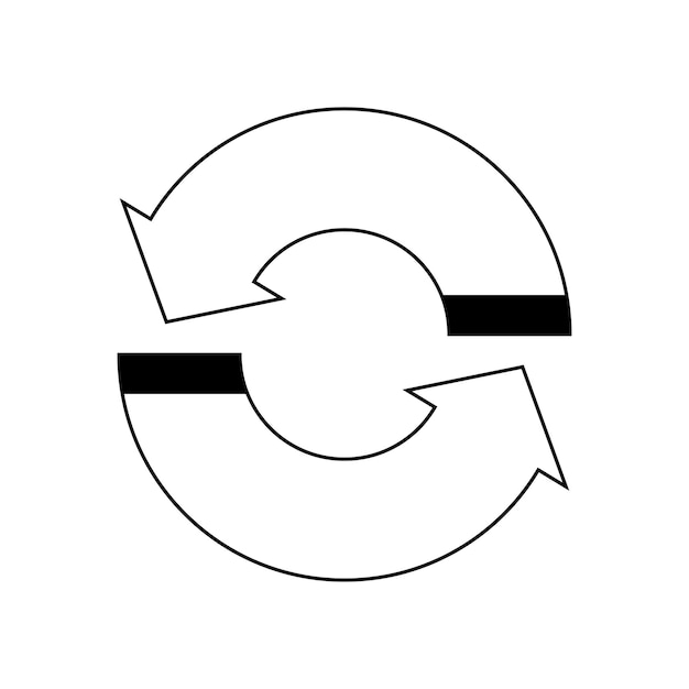 Vector flecha giratoria con contorno de icono de ilustración vectorial de espacio de texto