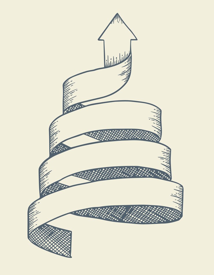 Vector flecha giro estilo de dibujo.