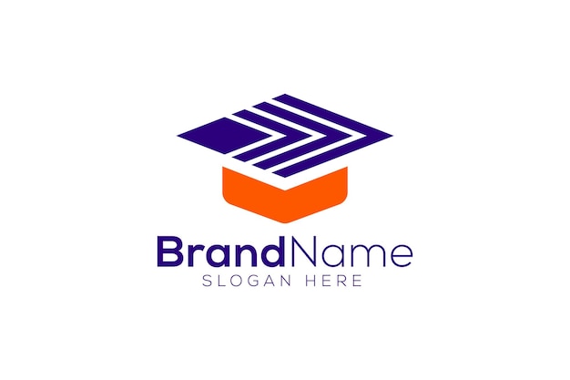 Flecha de graduación de educación más plantilla de diseño de logotipo