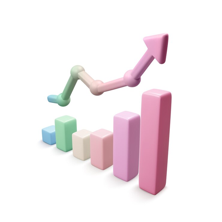 Vector flecha y gráfico realistas representan elemento infográfico 3d concepto de estrategia de crecimiento empresarial ilustración vectorial