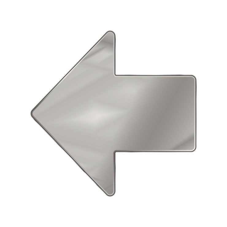 Vector flecha de icono web de cromo de metal color plata