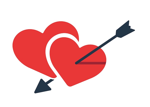flecha en la ilustración de vector de icono de corazón