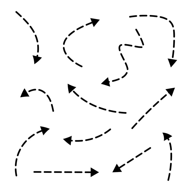 Flecha de línea de doodle dibujada a mano