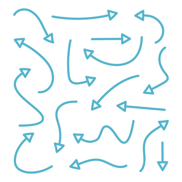 Flecha de línea de doodle dibujada a mano
