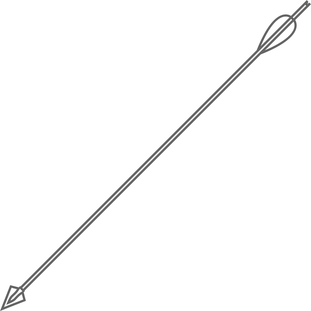 Flecha de madera de caza tradicional con punta de flecha de metal Icono de contorno aislado en Vector de estilo plano