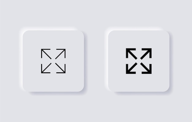 flecha maximizar icono símbolo de pantalla completa expandir iconos en neumorfismo interfaz de usuario neumórfica
