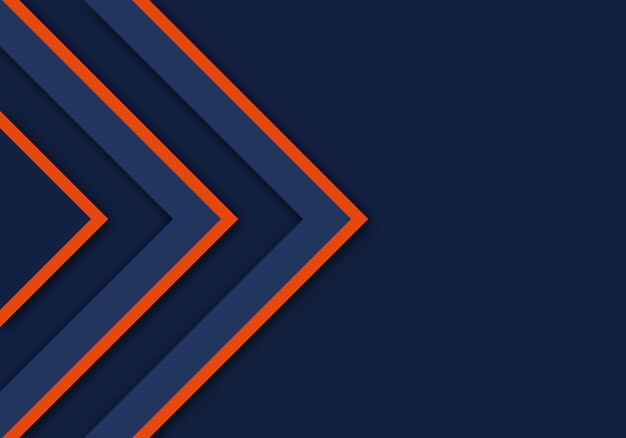 Flecha naranja Sombra azul con fondo de diseño de espacio en blanco Estilo de corte de papel de capa de superposición geométrica
