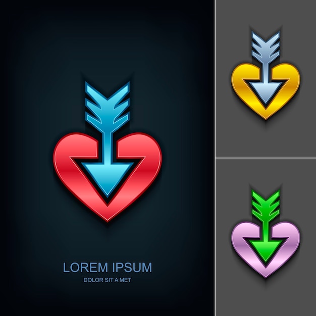 Flecha en la plantilla de diseño de logotipo de corazón