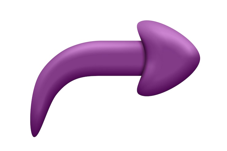 Vector flecha púrpura 3d a la derecha en forma de signo compartir o enviar ilustración vectorial de una flecha o puntero en miniatura en forma de icono o botón para aplicaciones y un sitio web