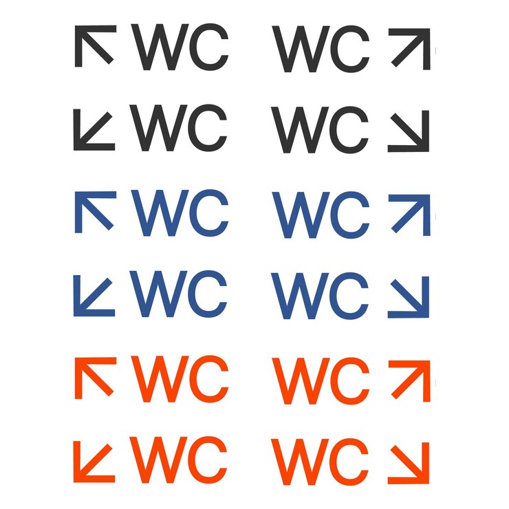 Vector flecha que apunta al icono de wc baño ubicación ilustración símbolo wc información vector