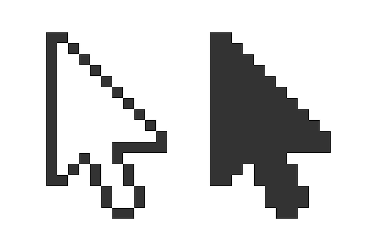 Vector flecha de ratón de computadora icono de 8 bits puntero de píxel ilustración símbolo web clic vector