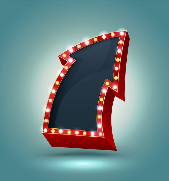 Flecha retro con luces brillantes