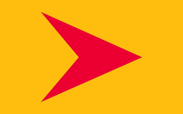 Flecha roja aislada sobre fondo amarillo para el símbolo de progreso de la cola de dirección