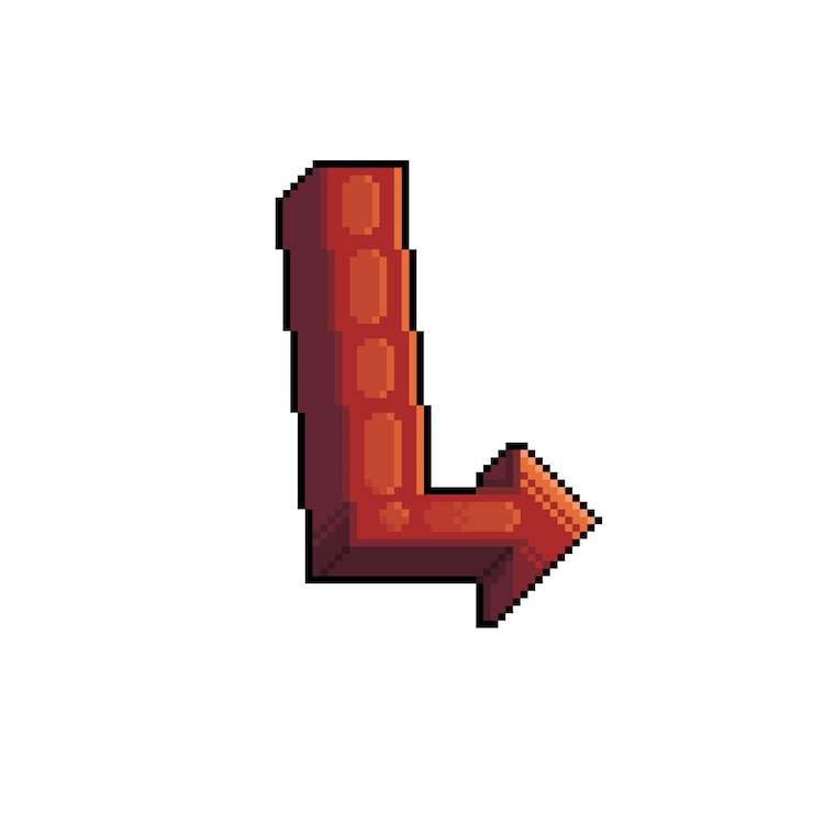 Vector flecha roja en estilo pixel art