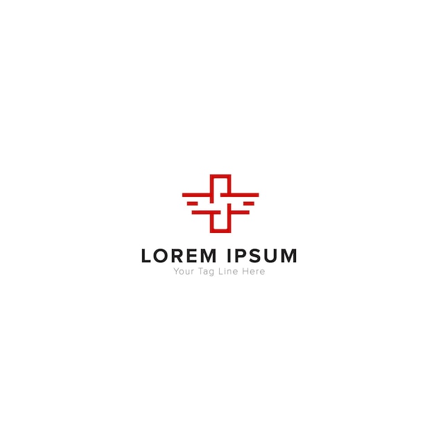 Flecha roja rápida alas salud logotipo moderno