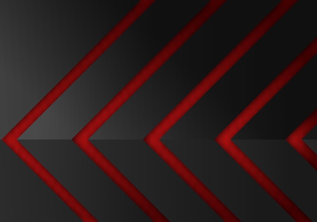 Flecha roja Sombra gris oscuro con fondo de espacio en blanco Estilo de corte de papel de capa de superposición geométrica