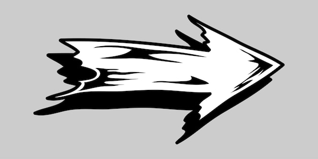 Flecha con sombra dibujada a mano Elemento de diseño de garabate vectorial Ilustración en fondo blanco para infografías empresariales Banner web y diseño conceptual