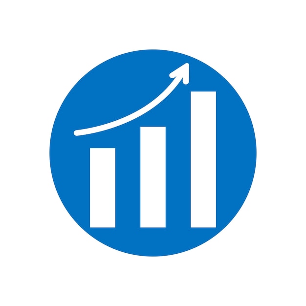 La flecha sube el símbolo. Vector icono de gráfico creciente. Diagrama de tendencias. Ilustración de vector plano aislado sobre fondo blanco