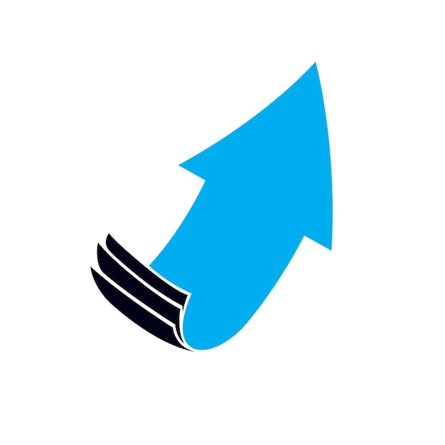 Flecha vectorial apuntando hacia arriba. Logotipo conceptual de éxito empresarial aislado sobre fondo blanco. Tendencia de desarrollo de la empresa.