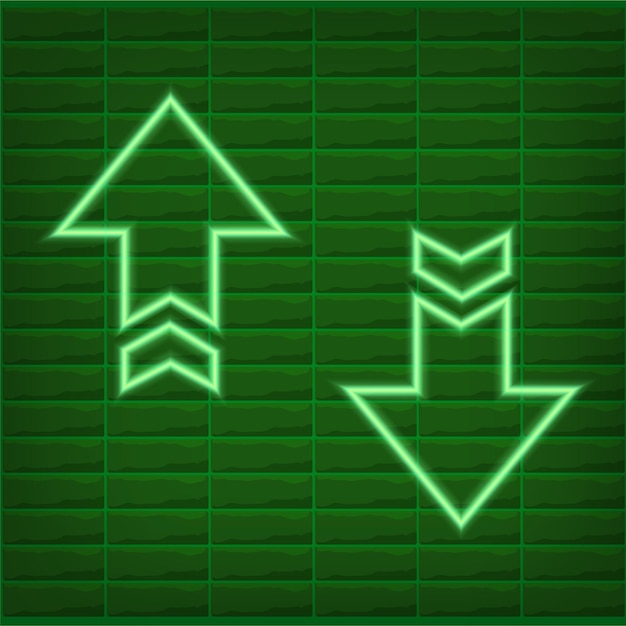 Flecha verde luz neón efecto eps vector recursos gráficos editables