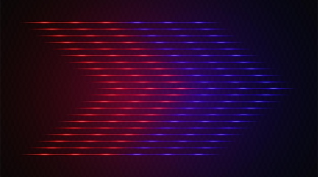 Flechas abstractas modernas que se mueven a alta velocidad Movimiento tecnológico Movimiento dinámico colorido Líneas de neón rojas y azules abstractas dispuestas en formación de zigzag sobre un fondo oscuro