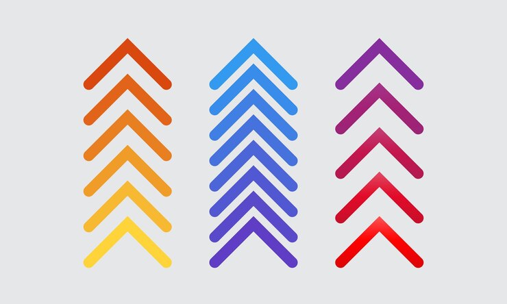Flechas hacia arriba Establecer Aumento Aumento Símbolo de crecimiento Elemento de diseño de dirección aislado Ilustración vectorial